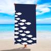 1 Stück schnell trocknendes und super saugfähiges Strandtuch, leichtes, weiches Polyester-Badetuch mit dunkelblauem Fischmuster, perfekt für