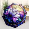 1pc Lotus StainedGlass Auto Open/close, All-Season Portable Folding Umbrella for Women & Men, Travel, Everyday, Formal Events - Compact Luxury Parasol