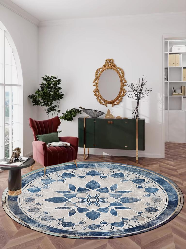 Abstract Artistic Living Room Decor Round Carpet Nordic Style Rugs for Bedroom Bedside Large Area Soft Non-slip Parlor Chair Mat