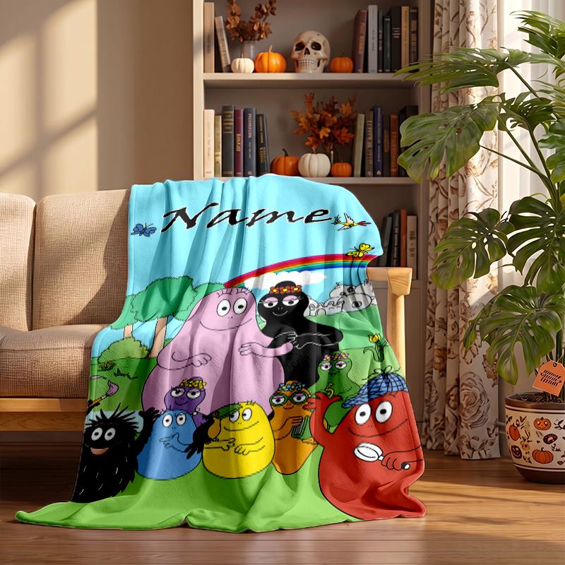 Barbapapa Custom Flannel Blankets Soft Warm Cozy Throws for Home Decor Holiday Gifts
