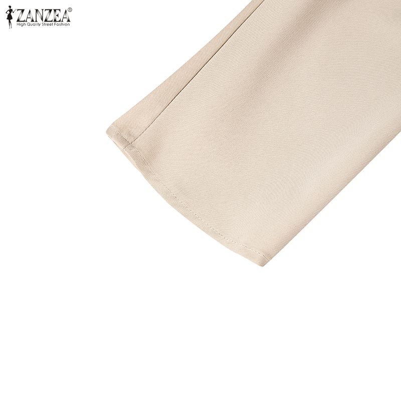 ZANZEA Women Stand Collar Loose Casual Long Sleeve Blouse