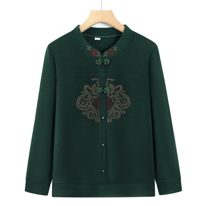 Age-0 Middle-aged Elderly Spring and Autumn Women's Loose Coat Grandma Wife On Clothes Mother Buckle Tang Clothing