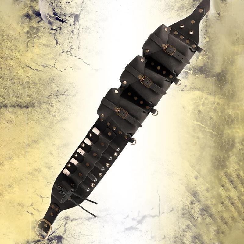 Medieval Steampunk Vintage Leather Belt Cosplay Knight Halloween Costume Accessories Fanny Pack