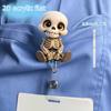 2D flacher morphing Totenkopf einziehbarer Ausweishalter, PMMA Acryl Ausweishalter für Krankenschwestern RN Pflegestudenten, Niedliches flaches Design Arbeitsausweis Lanyard