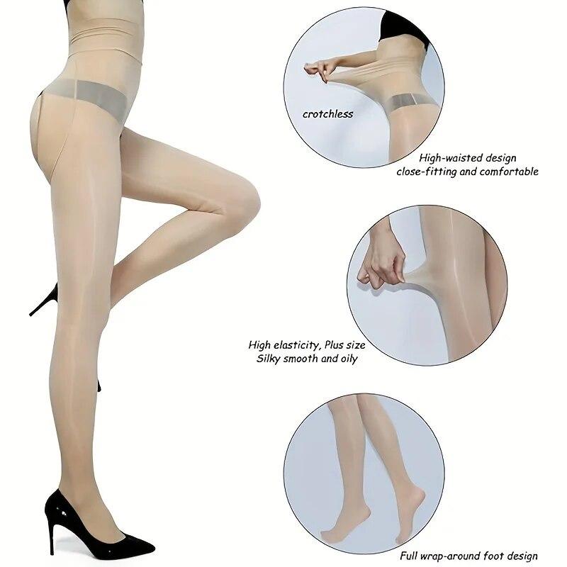 

1 пара однотонных открытых колготок 8D гладкие колготки масляный блеск колготки с высокой талией сексуальные колготки женские M Weight 40-60kg