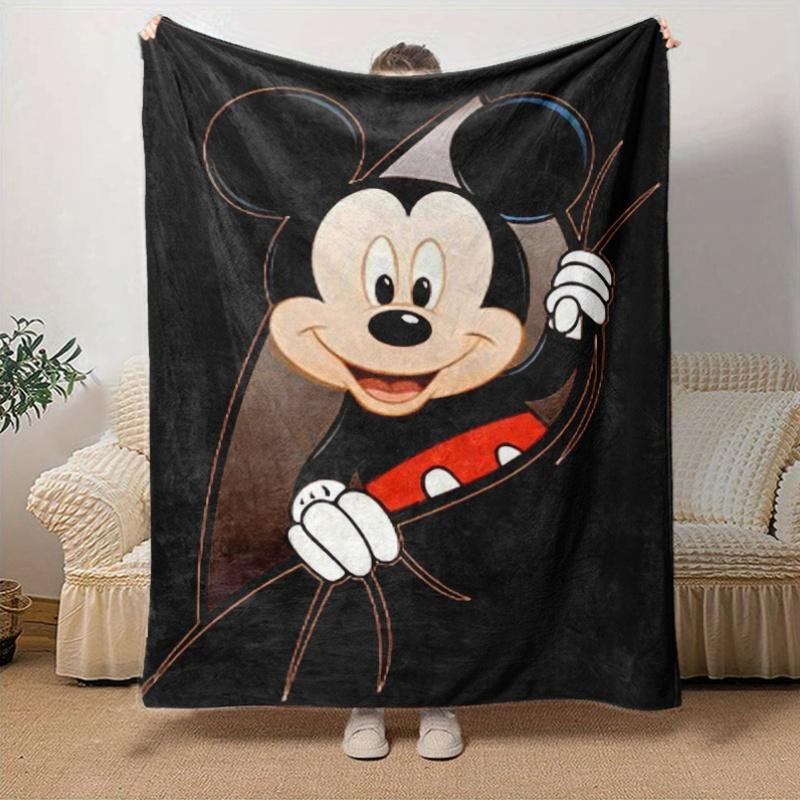 1 szt., Przytulny koc z Myszka Miki do wystroju domu: Idealny prezent do sypialni, salonu lub na podróż, flanelowy koc, idealny na kanapy