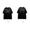 American Heavyweight Cotton Men's Short-sleeve T-shirt, Plus Size, Summer Hip-hop Style, Eye-catching Streetwise Look with Large Letters