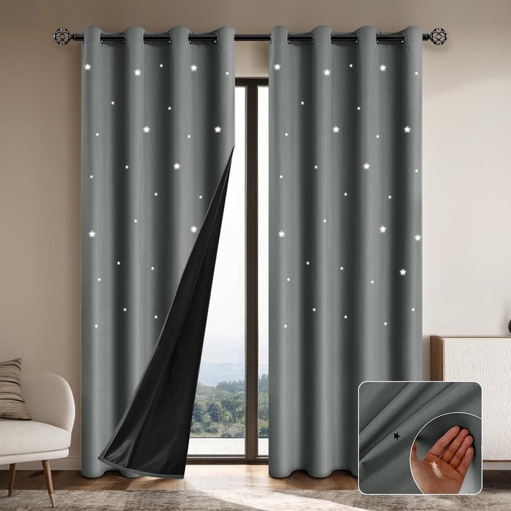 Chunya Textile Hollow Star Blackout Curtains Living Room Sunscreen And Heat Insulation Finished Curtains
