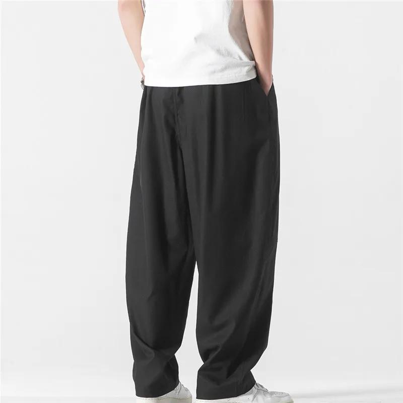 Pantaloni Larghi Uomo Stile Giapponese Primavera Estate Gamba Dritta Streetwear Casual Pantaloni Harem Uomo Colore Unico Traspiranti Larghi