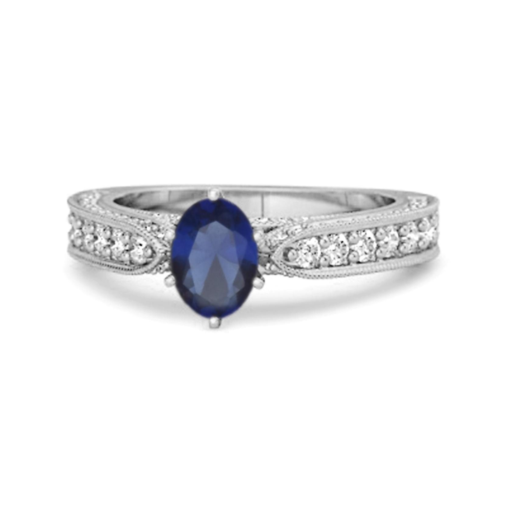 Blue Sapphire Tapered Five- 925 Stone Ring - 925  Sterling Silver 7 белый