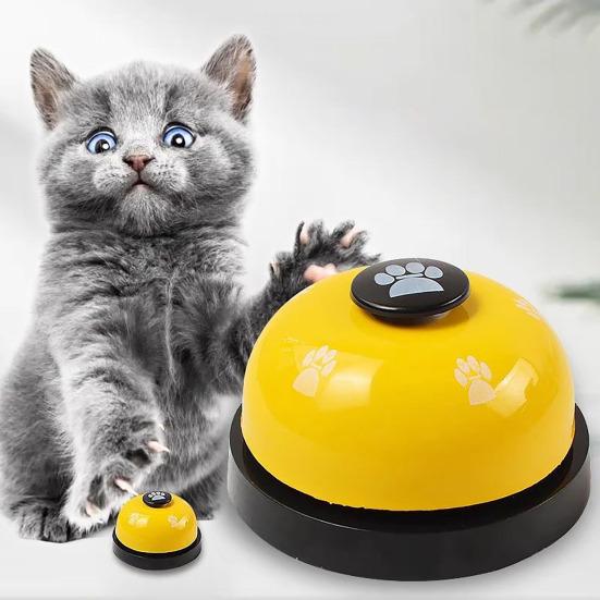 Pet Meal Bell with Anti-Slip Base for Dogs And Cats Interactive Training Bell with Crisp Ringing Tone Metal Colorful Paw Print Design Bell for Pets