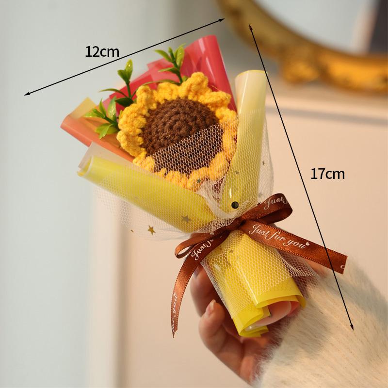 Sunflower Bouquet Gift Handmade Knitted Creative Valentine's Day Gifts For Girl DIY Simulate Bouquet Handmade Knitted Bouquet