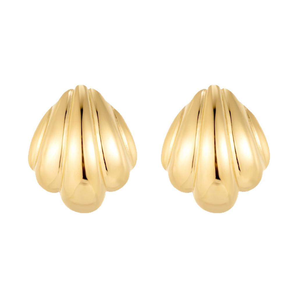 Minimal Stainless Steel Scallop Shell Earrings, Women's Non-fading Light Luxury Versatile Earrings, Titanium Steel