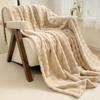 Luxurious Heavyweight Rabbit Fur Plush Blanket - Coral Fleece for Bed, Sofa, or Nap; Perfect for Winter.