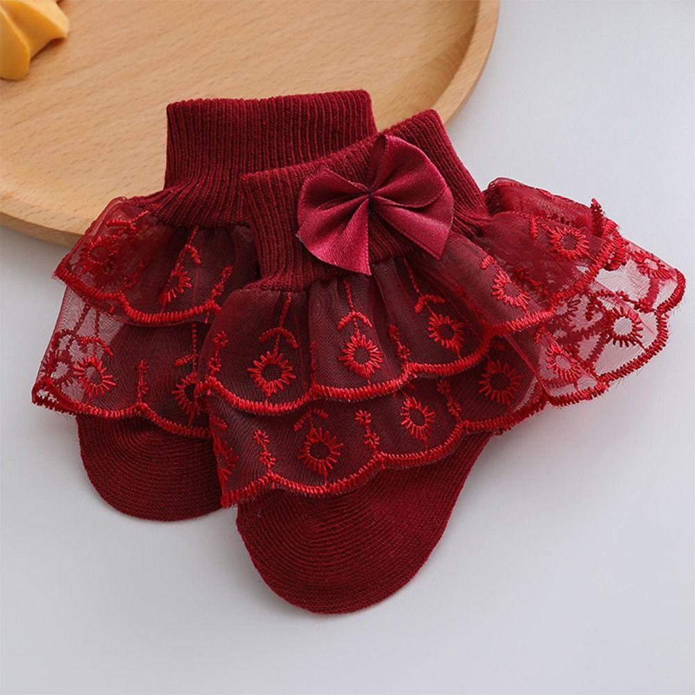Thin Baby Girls Lace Socks Super Soft Princess Dress Socks Spring & Summer Infant Bow Socks