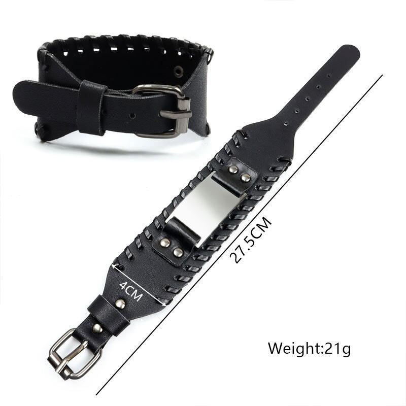 HNSP Wolf Rune Wrap Viking Leather Bracelet For Men Vintage Wide Bracelet Male  Accessory