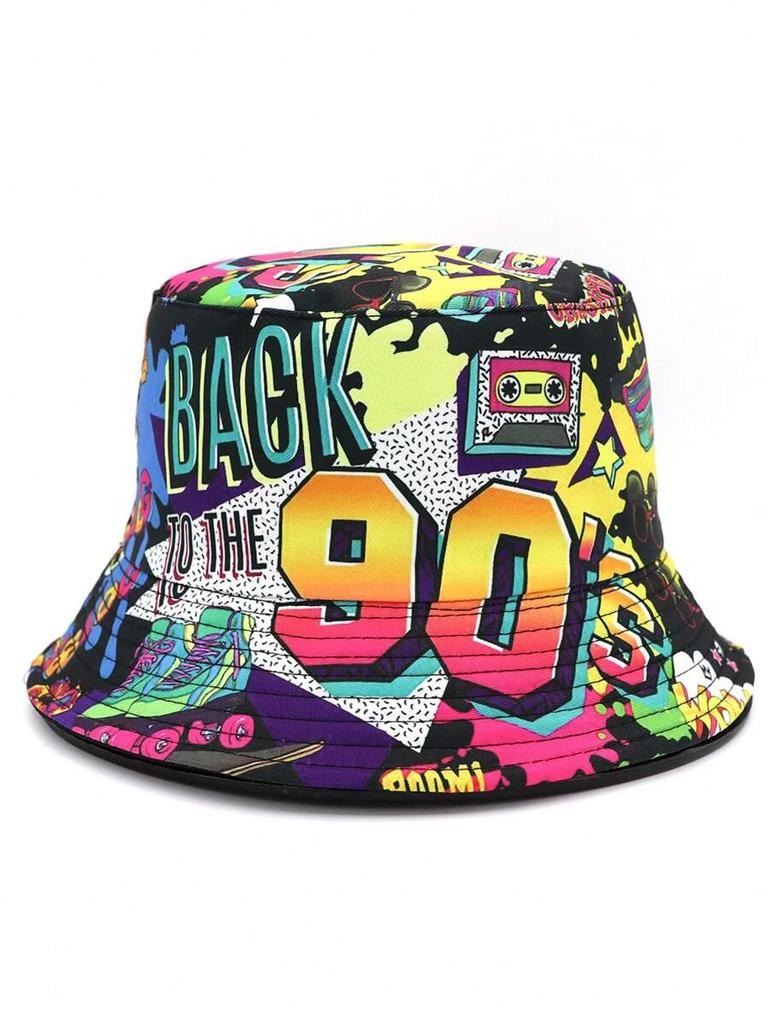 Unisex Retro 90er Muster Fischerhut Vintage Streetwear Lässiger Musikfestival Hut
