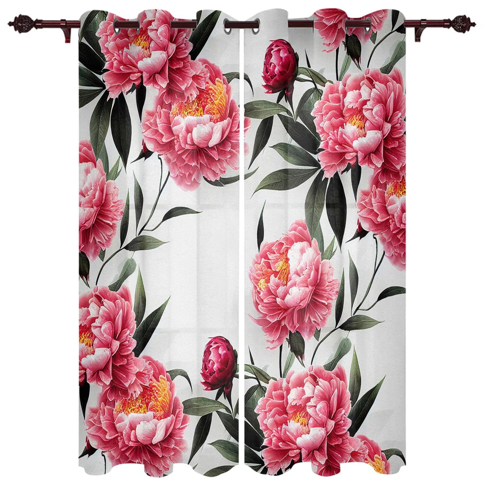 

Шторы с цветком пиона и тушью для гостиной, спальни, кабинета, декора, современные кухонные оконные шторы