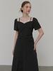 Etmont Heart Strap Shirring Dress, Black