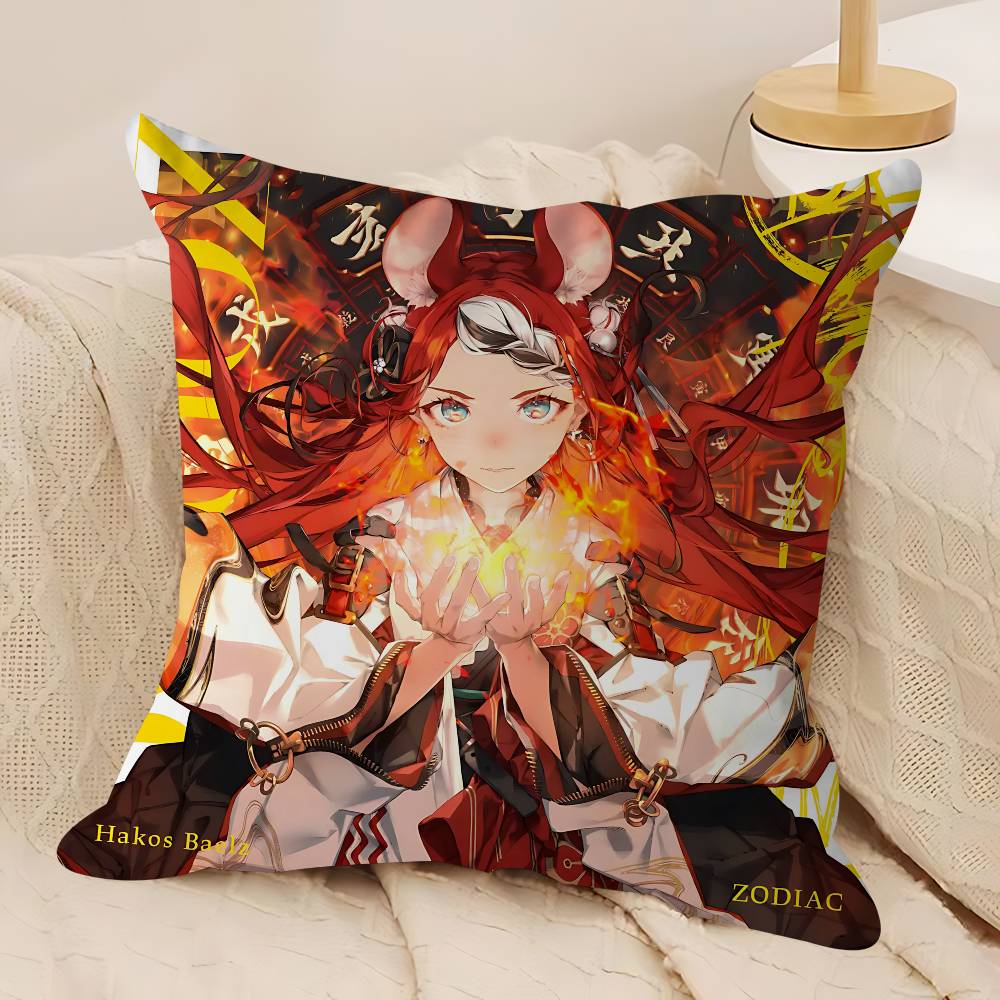 Anime H-Hakos Baelz-HololiveS Pillow Case Removable Washable Cushion Cover – All-Season Soft Linen