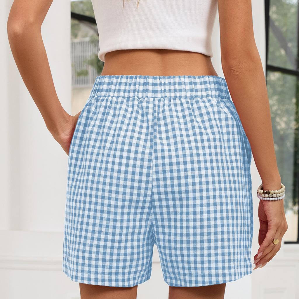 Pantaloncini da donna estivi casual a quadri con tasca Boxer Pantaloncini da spiaggia