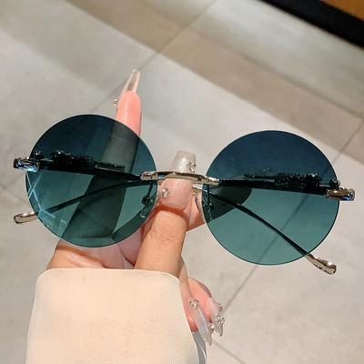 Lunettes de soleil de luxe sans monture pour femmes Mode Métal UV400 Lunettes Extérieur Conduite Alliage Lunettes de Soleil