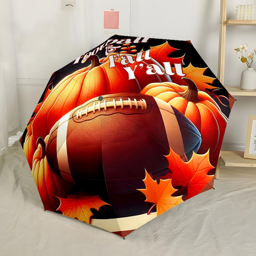 Football Helmets And Ball Automatic Umbrella Compact 8-Rib Design Foldable Design Perfect for Outdoor Adventures Fashion Lovers
