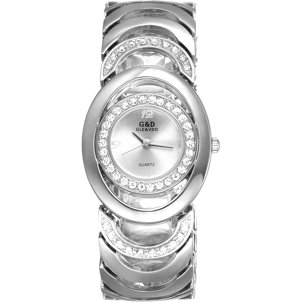 Ladies Analog Watch Silver with Diamonds 3ATM Water Resistant Casual Fashion Timepiece