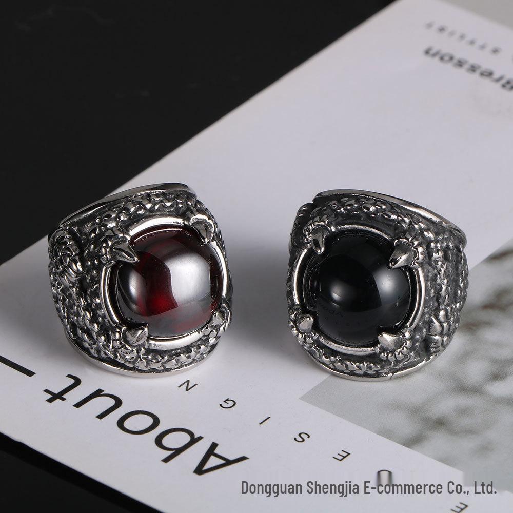 

Retro Men s Black and Red Zircon Statement Ring - Nightclub Fashion SA757