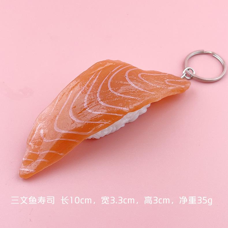 Simulation Fake Sushi Model Keychain Fun Japanese Keychain Rice Ball Salmon Model Sushi Keychain Pendant Food Mold Decoration
