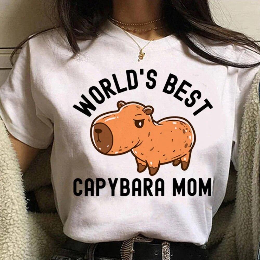 Tričko Capybara Funny Capy narodeniny Grafika Ženy Neformálne Vintage tričká Roztomilá kreslená potlač Streetwear Ženy Tričká s krátkym rukávom