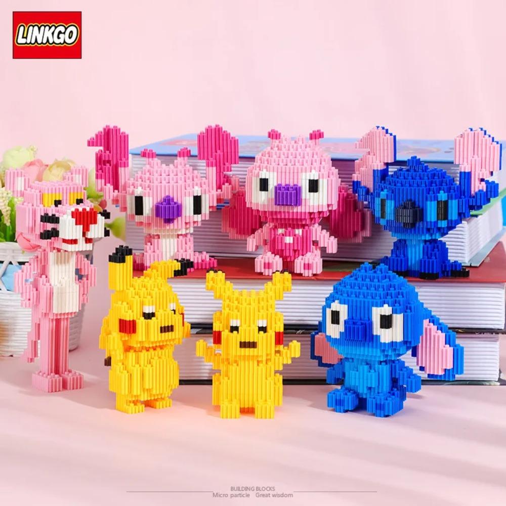 Linkgo Anime Connection Stavebnice Goku Luffy Demon Slayer Nezuko Stitch Pikachu Sasuke 3D Model Mini Cihlová Figurka Hračky