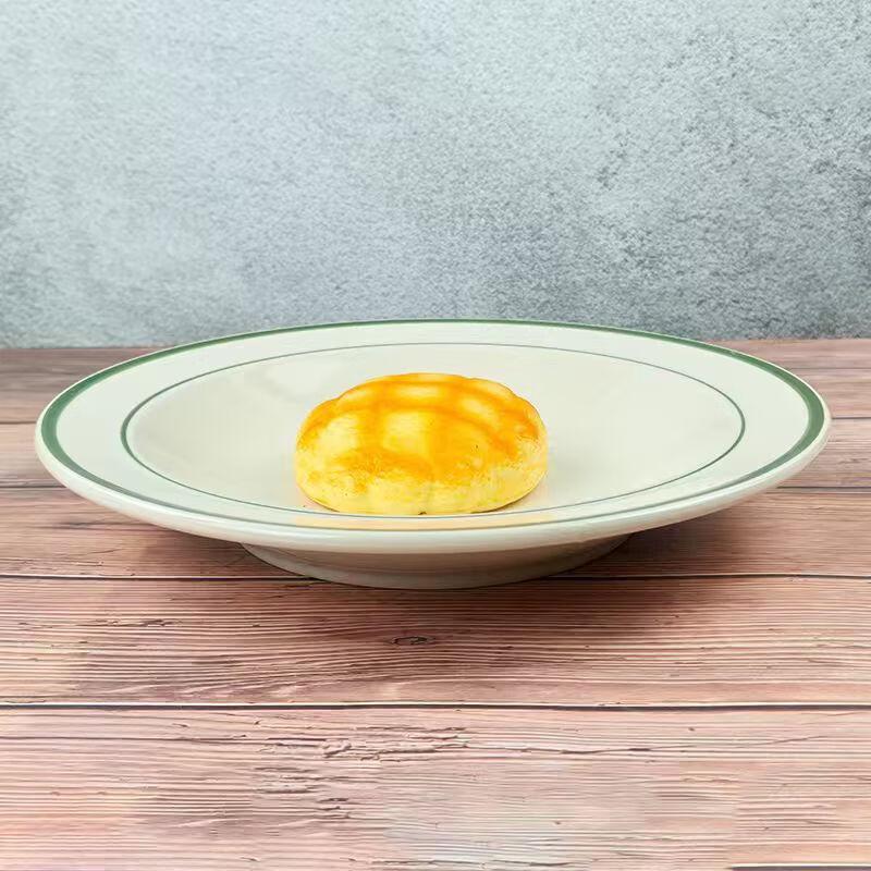 Abay European Green Double-Line Ceramic Soup Plate