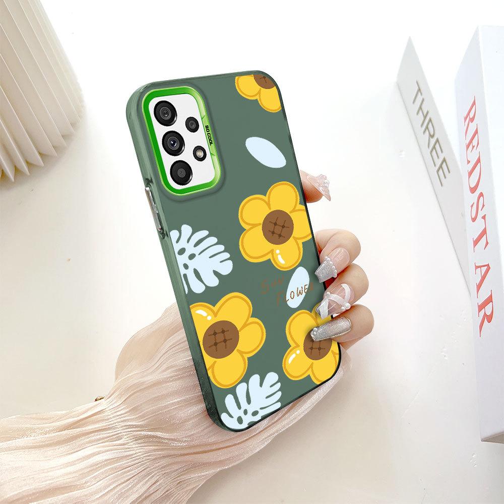 

Окрашенный узор, цветной серебристый, двухсторонний, жесткий, противоударный чехол для телефона Samsung Samsung F15 5G зелёный