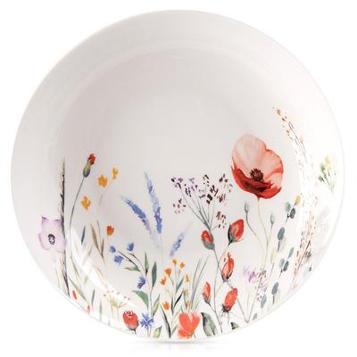 Talerz Obiadowy Duży Głęboki na Obiad Zupę Porcelanowy Kwiaty Maki 600 ml