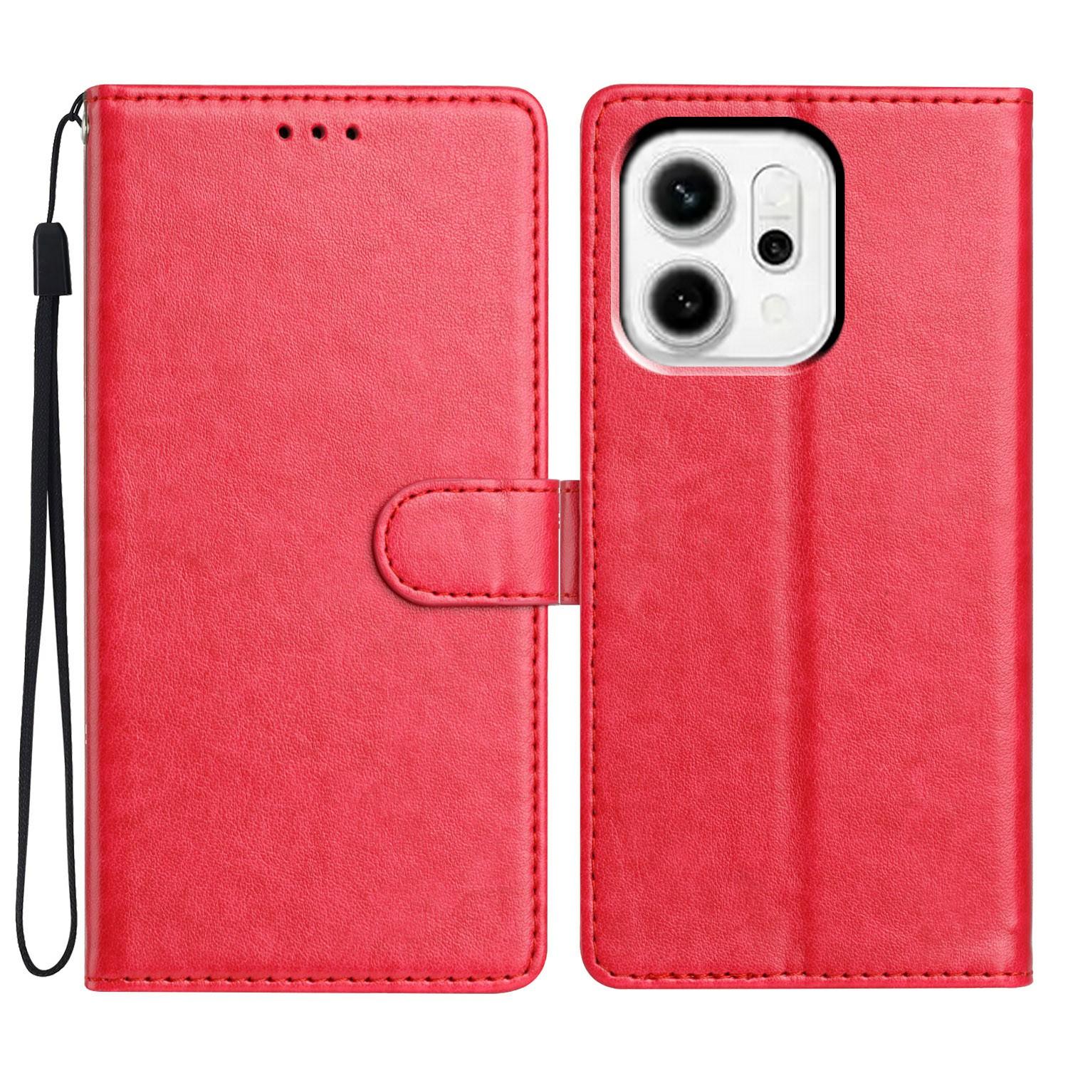 

For Oppo Reno14 Pro 5G (Global) Leather Case Wallet Stand Phone Cover with Handy Strap Rose