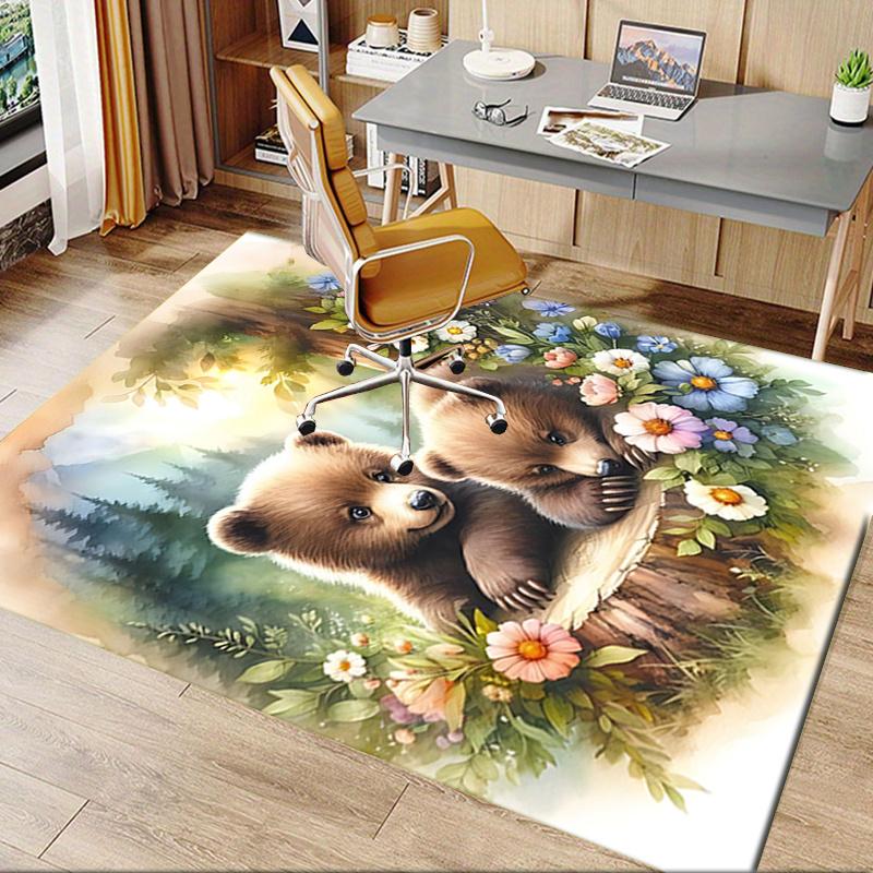 Bear Theme Chair Mat Office Carpet - Oversized Rug for Home Decor, Sofa Carpet, Desk Mat, Gift Idea for Office and Living Room0250A