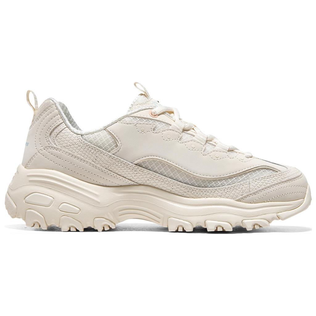 Skechers DLites 1.0 Ours Floral 2ème Génération Chaussures Dad Basses Baskets Femme Blanc cassé Bleu 896188-OFPK