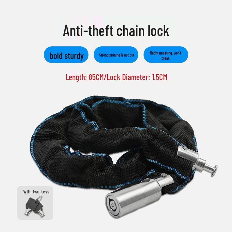 Anti-Theft Bicycle & Motorcycle Chain Lock for Mountain Bikes, Scooters, and Battery Cars.