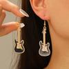 Fashion Retro Punk Style Alloy Drip Oil Guitar Pendant Earrings Neutral Creative Daily Party Jewelry Gifts
