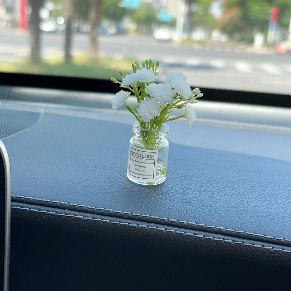 Mini-Auto-Dekoration, Ornamente, Babysbreath, Jasmin-Vase, Glasvase, Mikro-Landschaft, Kaninchen, Auto-Innendekoration, Konsole