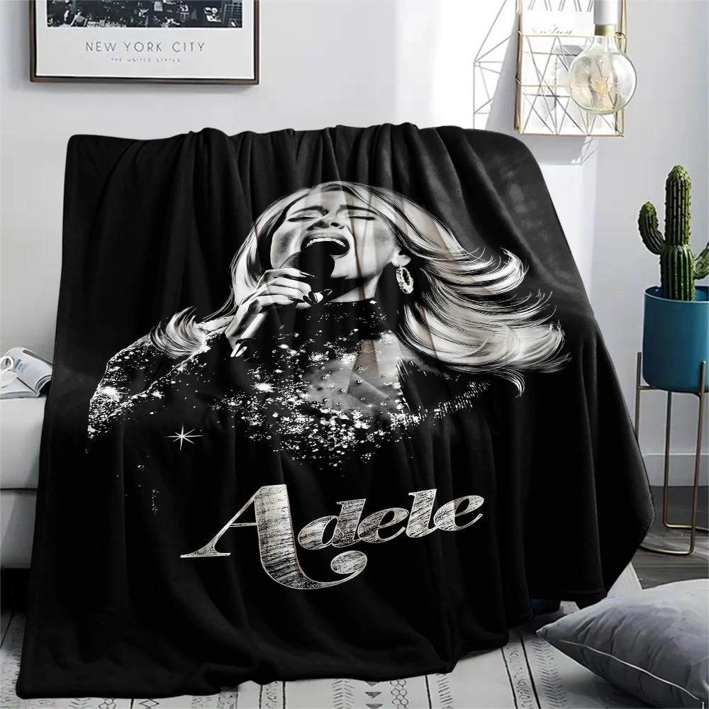 1PC Adele Print Flannel Blanket, High quality All Seasons, Home Decor, Warmth and Comfort, Perfect for Christmas Gifts
