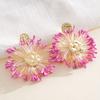 Round Shape Dangle Earrings Floral Design Drop Earrings Raffia Earrings  Photo Shoot