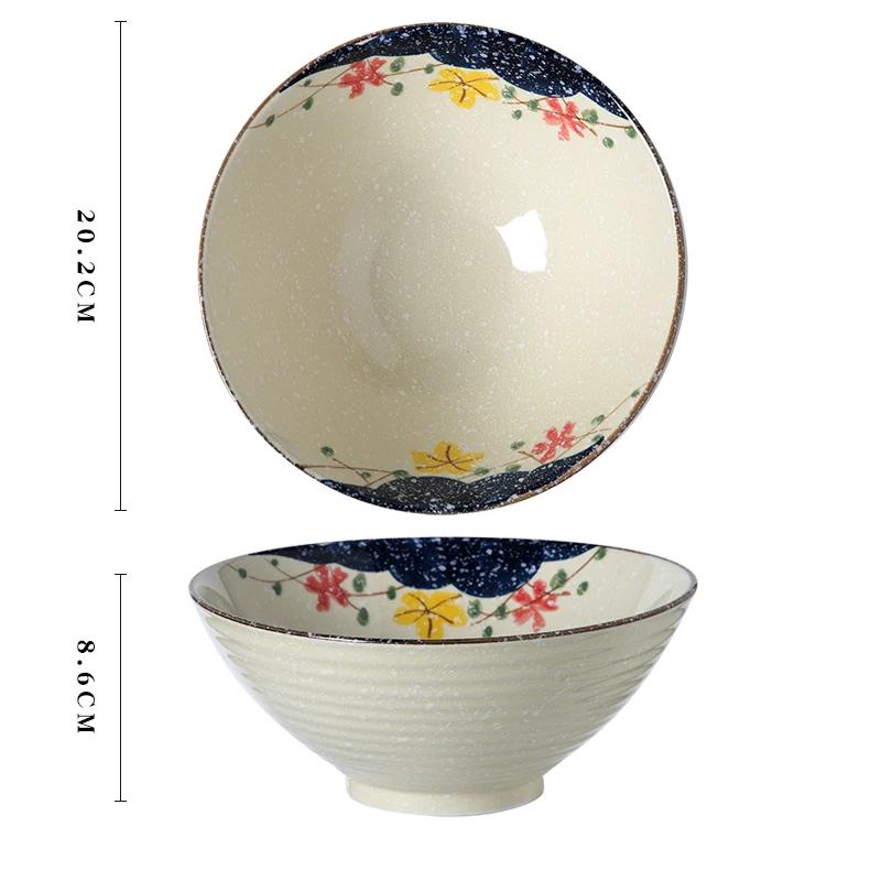 Japanese Vintage Porcelain Bowl Creative Homehold Lamian Noodles Instant Noodle Bowl Vegetable Salad Rice Soup Bowls Kitchenware