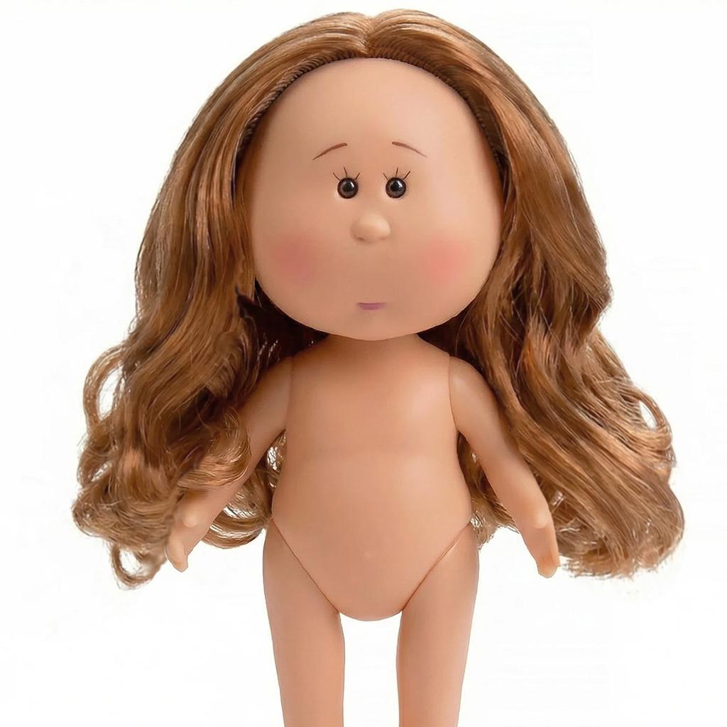 Girls Toy Curly Hair 24Cm Bean Eye Vinyl Doll Dress Up Dark Skin Mia Potato Dolls Movable 24Cm Action Figure Body Children Gift