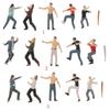 1:64 Mini People Figurines Model Outdoor Attack Against Bad Guys Scene Architectural Plastic