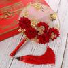 Handheld Wedding Decorative Chinese Wedding For Bride Gold Red Bridesmaid Vintage Photography Ornaments Fan Bouquet Decor Craft