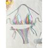Colorful Snake Skin Halter Strappy Bikini Female Swimsuit Women Swimwear Two-pieces Bikini set Bather Bathing Suit Swim