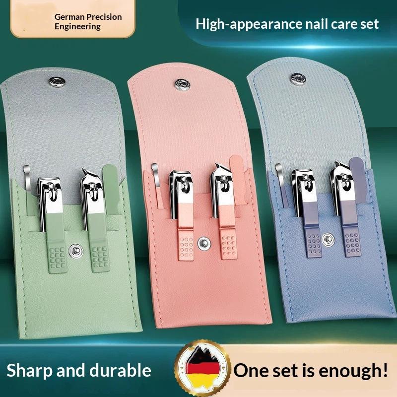 4Pcs German Precision Nail Clipper Kit Sharp Durable Blades with PU Carry Case Ideal for Travel Home Manicure Needs