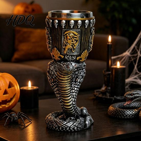 Novelty Bar Opening Present Horrible Resin Stainless Steel Skull Goblet Retro Skeletal Wine Gothic Dark Style Barware Cocktail Glasses Vintage